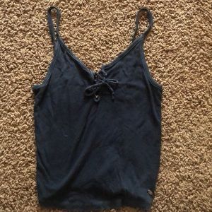Navy Blue/Black Tie Up Tank